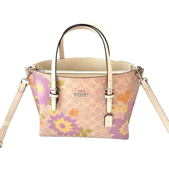 Coach CBT23 Floral Print Signature Mollie 25 Tote Satchel Handbag Sand Multi Bag - Picture 1 of 7